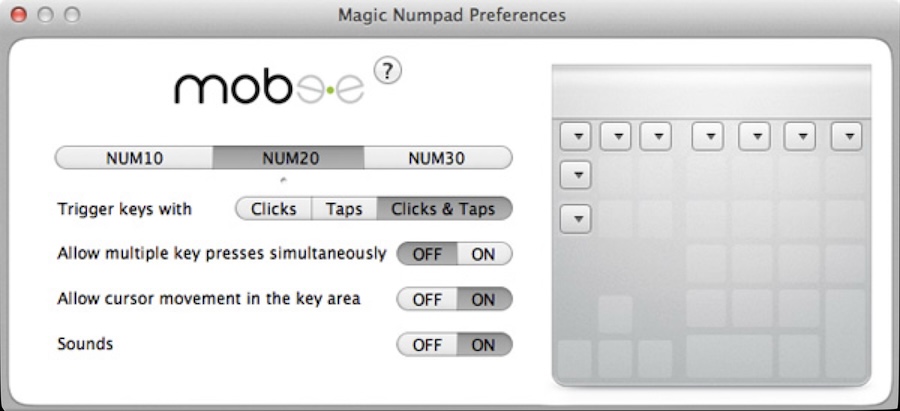 Mobee Magic Numpad Preferences